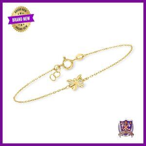 10kt Yellow Gold Butterfly Bracelet 6.5in Cable Chain Spring Clasp